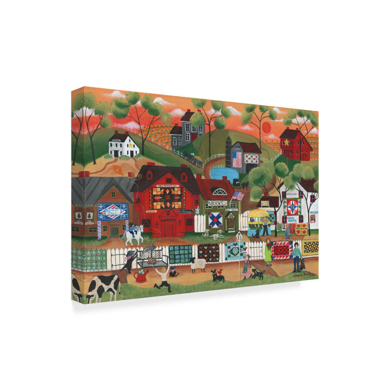 «Sunset At Old Country Village» par Cheryl Bartley, reproduction sur toile, H 12 po x l 19 po x P 2 po