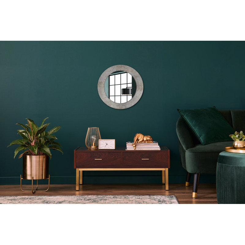Huldar Glass Flat Wall Mirror, Gray Concrete, 50cm H x 50cm W