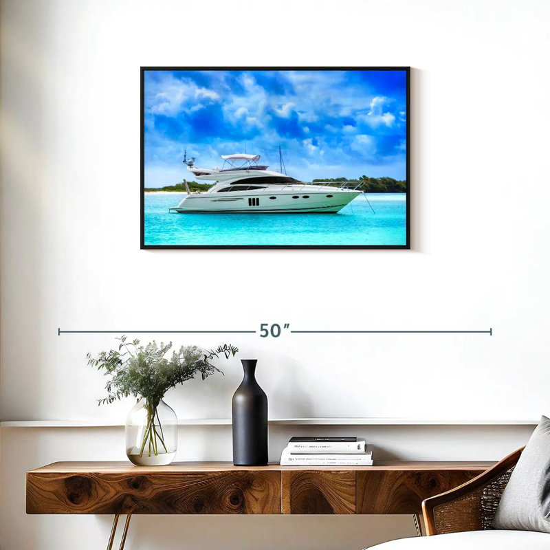 Yacht de luxe des Caraïbes, Cadre flottant noir, 31 po x 21 po