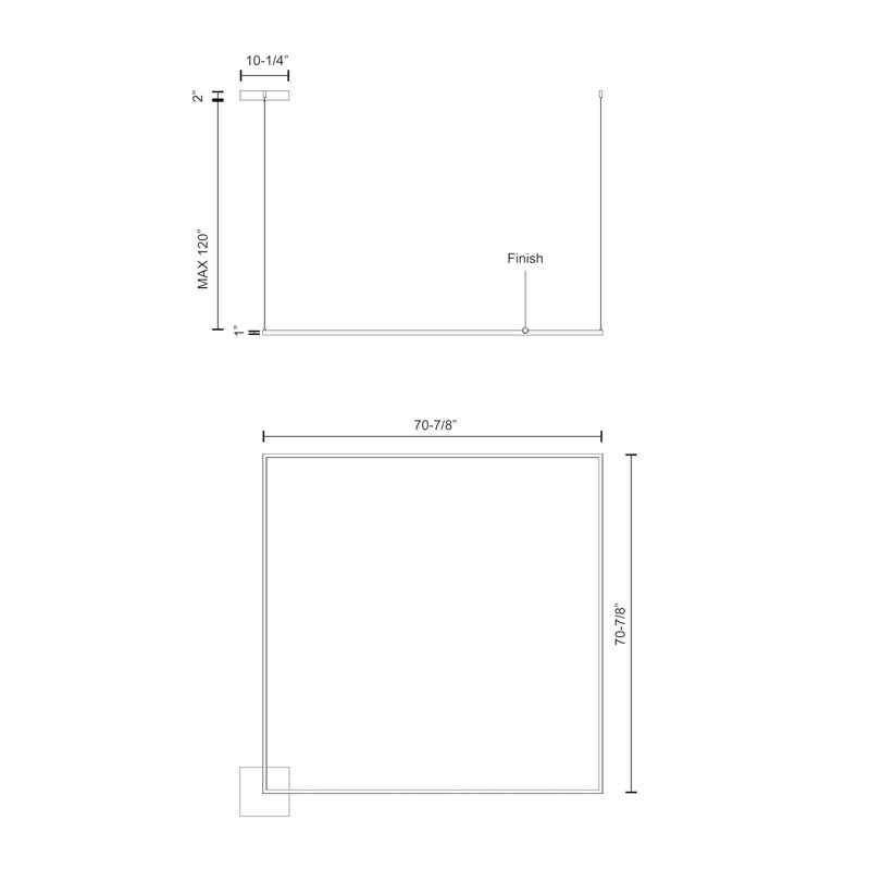 Piazza 1 - Light LED Kitchen Island Pendant, White, 1" H x 70.875" W x 70.875" D