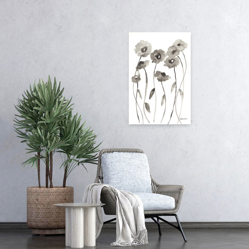 Art contemporain abstrait coquelicots foncés II, H 24 po x l 16 po