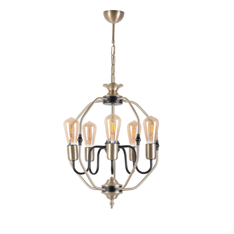 Lustre géométrique à 5 lumières Chou, Cuivre