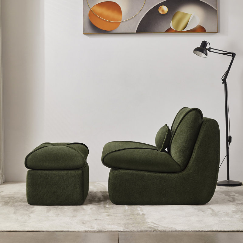 Lounge Chair With Ottoman, Multifunctional Upholstered Lounge Accent Chair,Reversible Upholstered Modular Sofa Chaise With Pillow