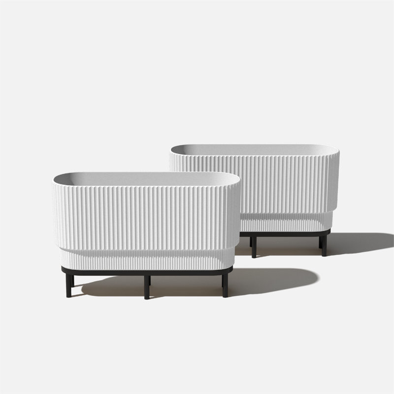 Long pot à fleurs surélevé 30 "avec support Veradek, 2, Blanc/Noir