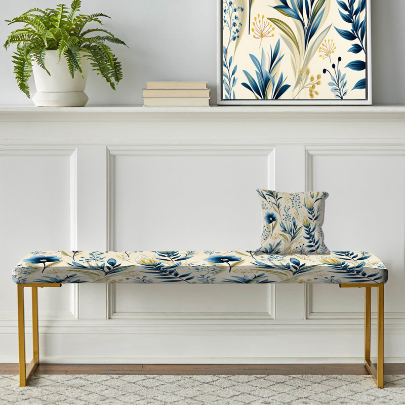 Banc rembourré Sandy, Beige bleu côtier