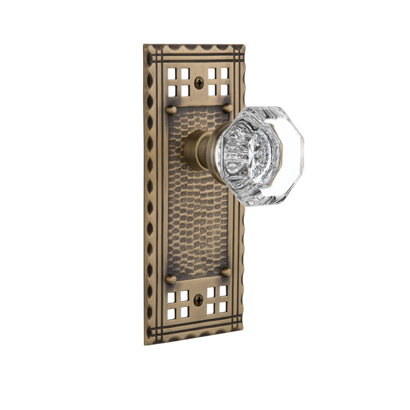 Craftsman Plate with Waldorf Door Knob, Antique Brass, 2-3/8"