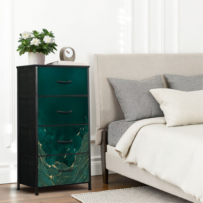 4 Drawer Dresser for Bedroom, Narrow Chest of Drawers, Wooden Top and Study Iron Frame 18"x37.5"-(WxH)