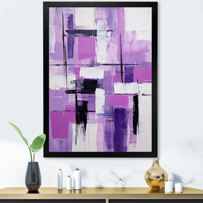 Tachisme mauve cubisme pinceau 3 - Tachisme, reproduction d'art sur toile encadrée