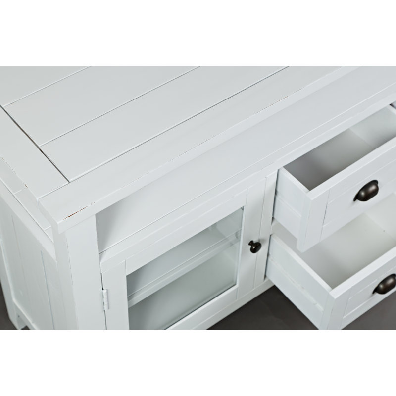 Meuble télé pour téléviseur de 60 po ou moins Rex, Blanc patiné
