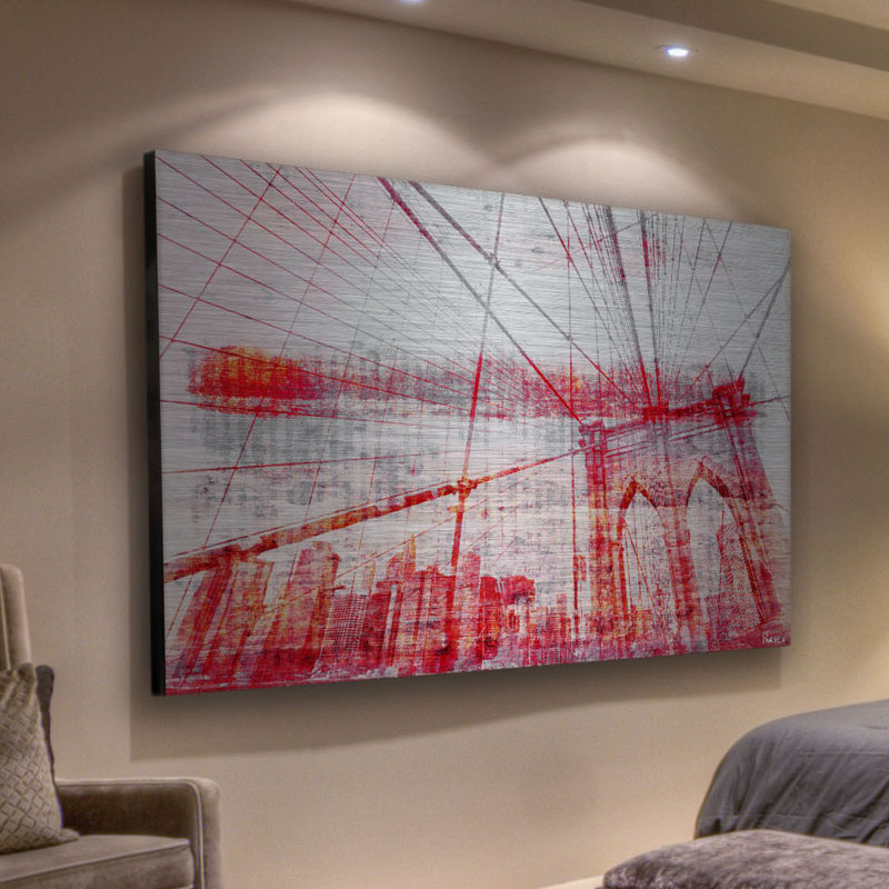« brooklyn bridge », reproduction d’art sur aluminium brossé, 16 po x 24 po