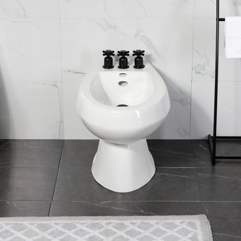 Robinet bidet vertical large à 3 poignées Concord, Noir mat
