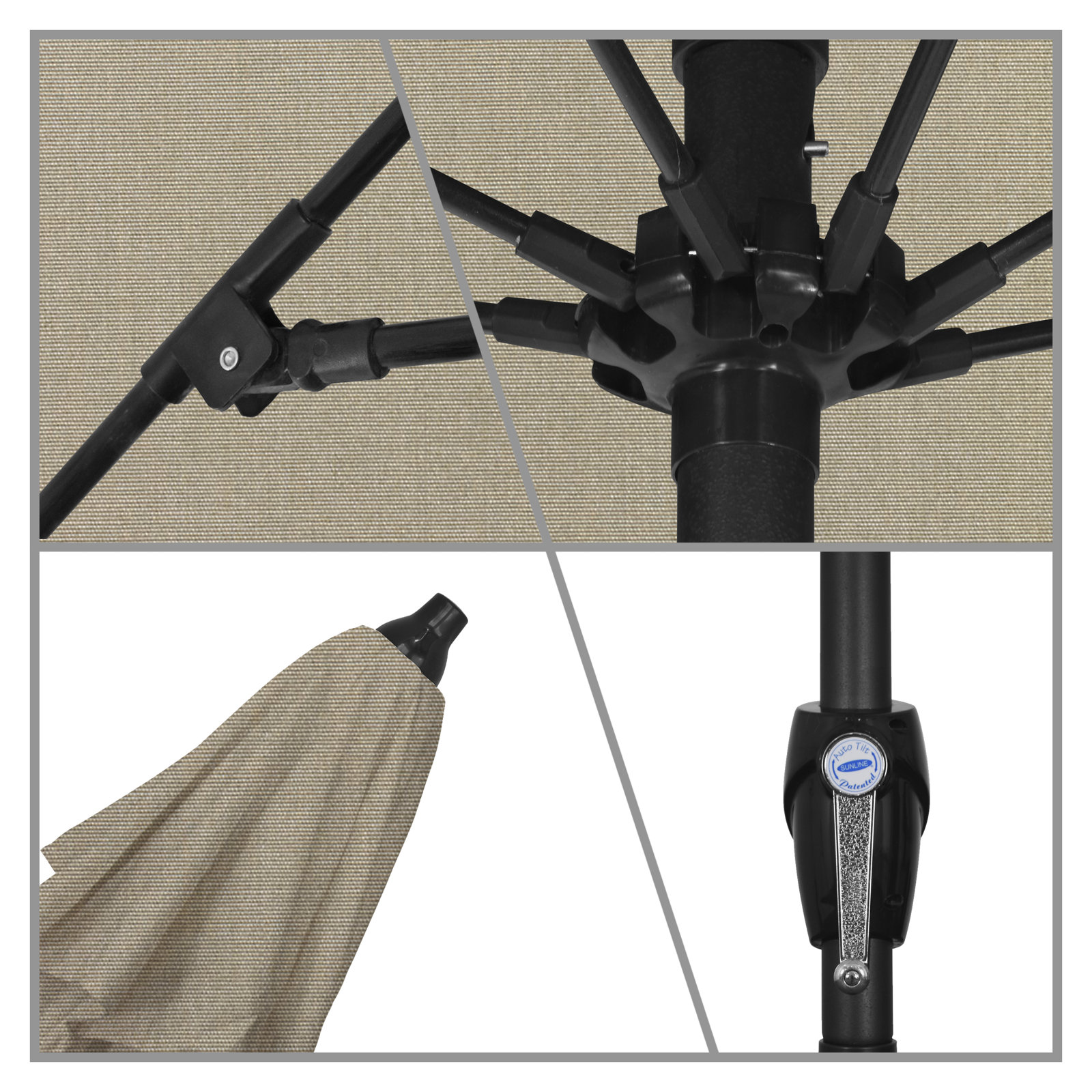 Gino 7.5' Market Sunbrella Umbrella, Taupe