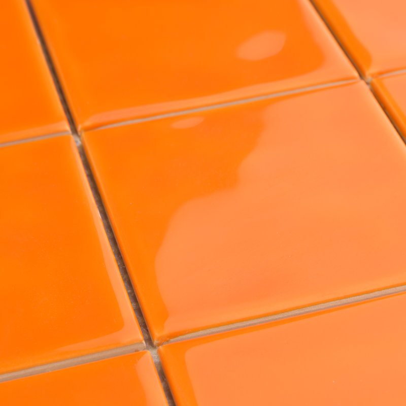 Twist 4" x 4" Ceramic Grid Mosaic Tile, Orange Sunset