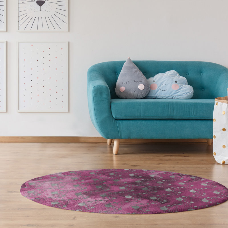 Chenille Polka Dots Indoor Rug, Round 5'