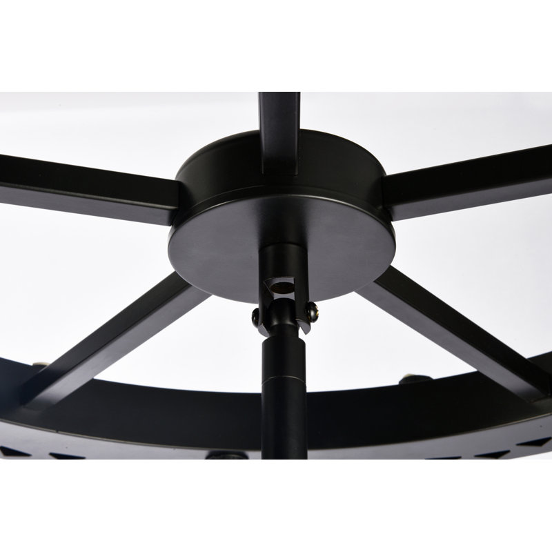  Lustre rond en cristal 3 niveaux Serephina, Noir