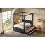 Lit plateforme à baldaquin double avec lit gigogne simple, 3 tiroirs de rangement, tête de lit-930517796