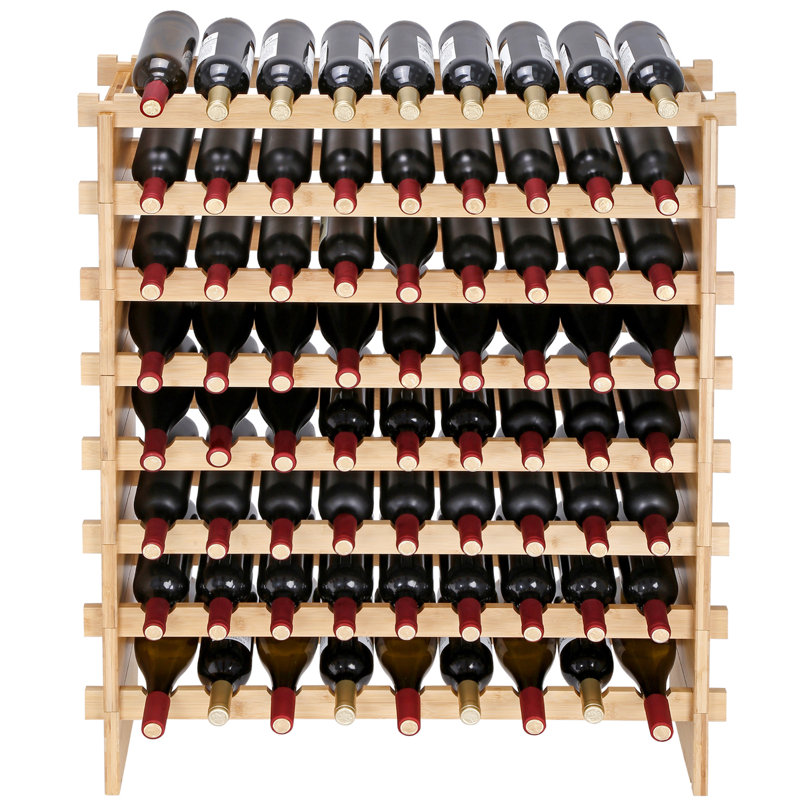 Support à vin modulaire empilable à 8 niveaux, en bois, pour bouteilles en bois naturel, pour 72 personnes