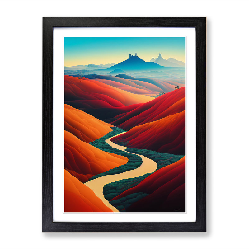Mountain Valley Landscape No.1 - Framed Print, Black, 64cm H x 46cm W x 2cm D