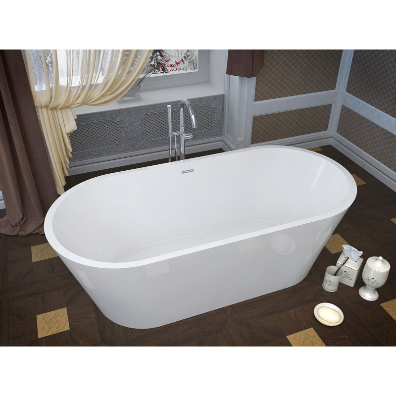 Dover Glossy White Freestanding Acrylic Soaking Bathtub