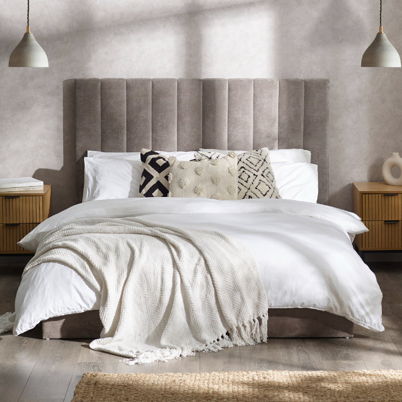 Aviyah Upholstered Bed Frame - Grey   , 150 x 250 cm