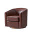 Fauteuil demi-tonneau pivotant en cuir véritable de 30,5 po de largeur avec base en bois massif Amiir-1080453657
