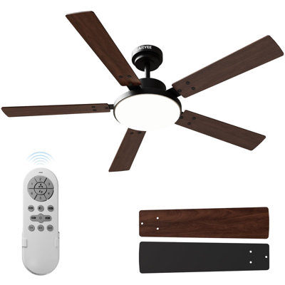 52" Smart LED Ceiling Fan with Remote, 6-Speed Reversible DC Motor & Memory Function for Indoor/Outdoor Use
