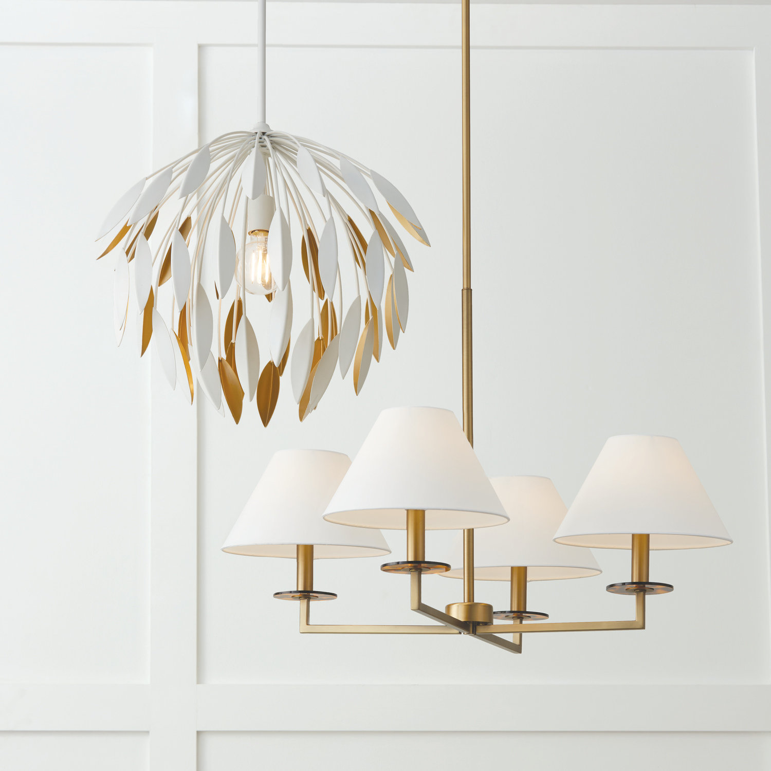 Mandy Single Light Pendant, White, 68.75"H x 20"W x 20"D
