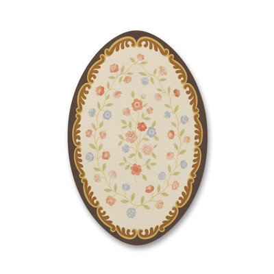 Tapis beige tissé à motif floral lavable Mosso