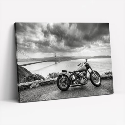 Ensemble de 1 tableau sur toile représentant un pont de moto