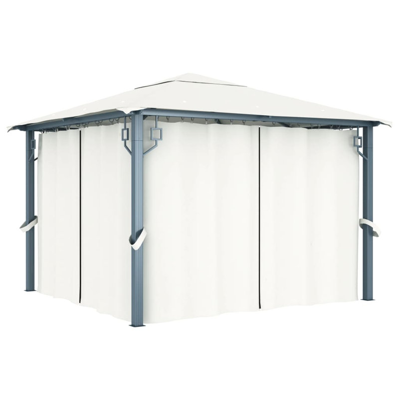 vidaXL Gazebo with Curtain 118.1"x118.1" Cream Aluminum, 9.8 Ft. W x 9.8 Ft. D