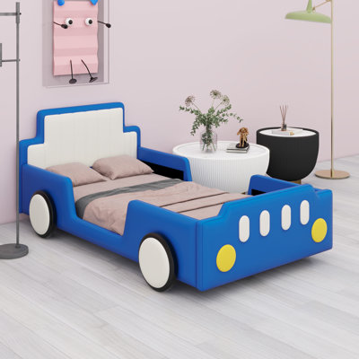 Race Car Bed Frame with Rolling Wheels