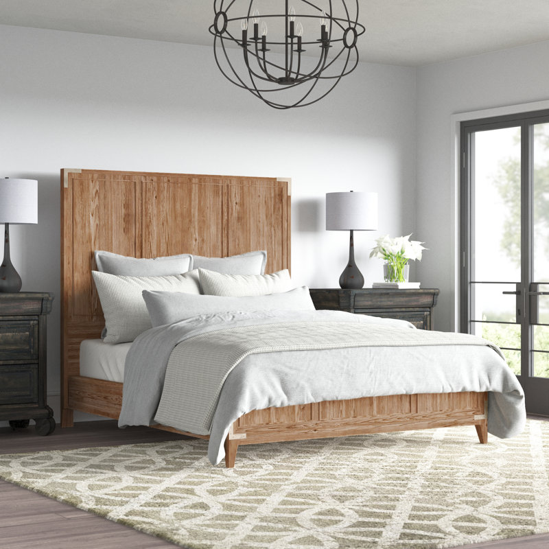 Hantz Solid Wood Standard Bed, King, Light Oak