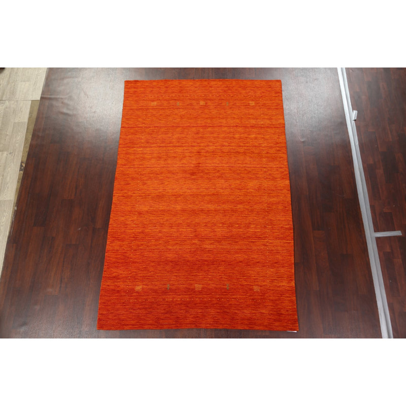 Tapis orange en laine Gabbeh noué à la main 6 x 10