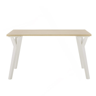 Alwynn Contemporary Rectangular Dining Table, White And Natural Wood