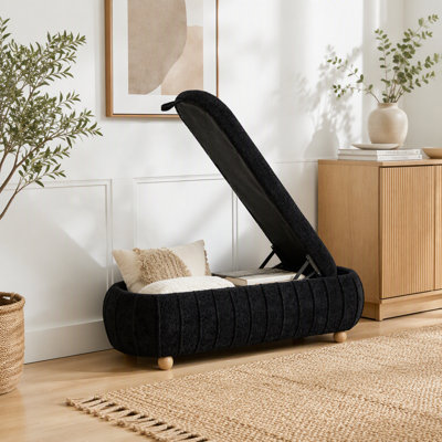 Polyester Upholstered Bench with Flip Top