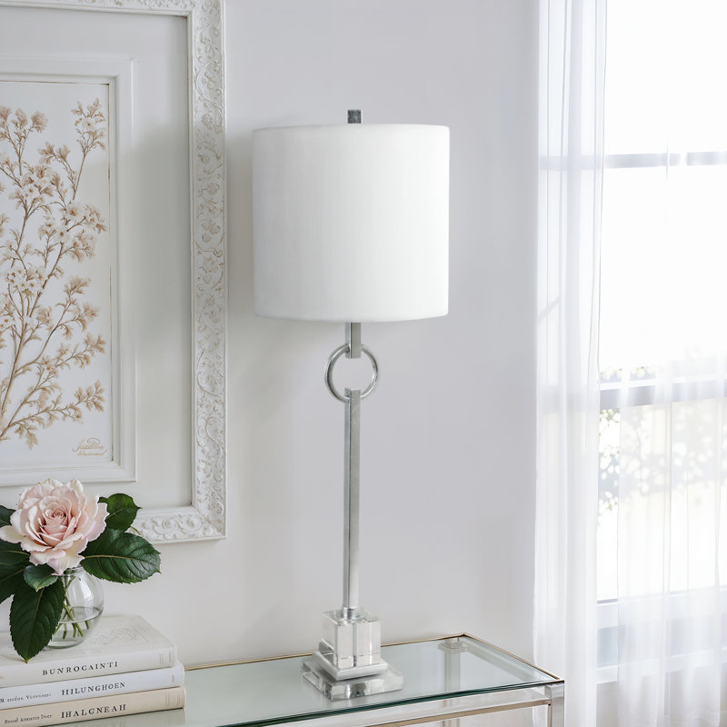35" Padua Table Lamp, Ceramic, White
