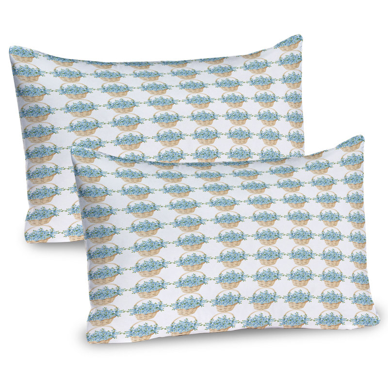 Ensemble de 2 taies décoratives ivoire et bleues Ambesonne, H 20 po x l 26 po