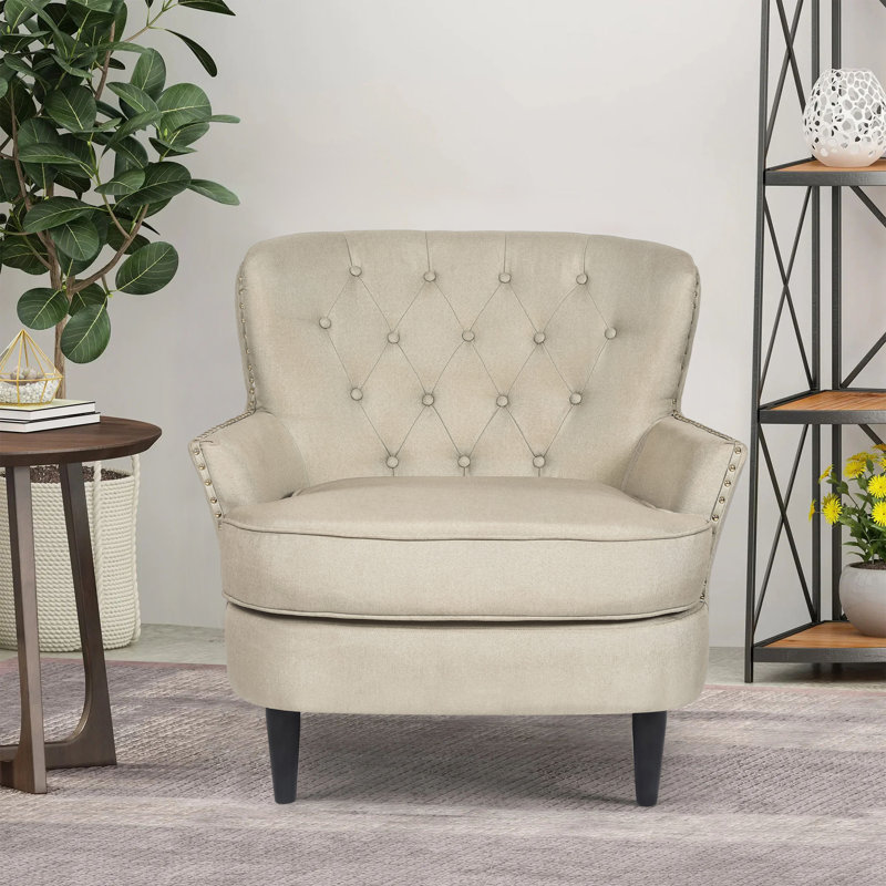 Fauteuil l 34,4 po, Mélange de lin beige