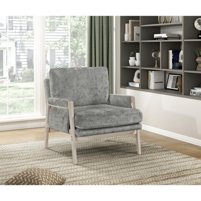 Chaise Modern Home, revêtement en chenille, structure en bois massif, hauteur des accoudoirs de 23,5 po, gris brunâtre, siège d'appoint contemporain d'une capacité de 300 lb, tissu, largeur de 29,5 po