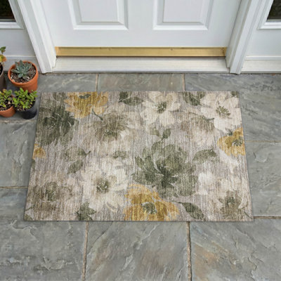 Tapis floral intérieur / extérieur lavable à la machine Chantille ACN3014