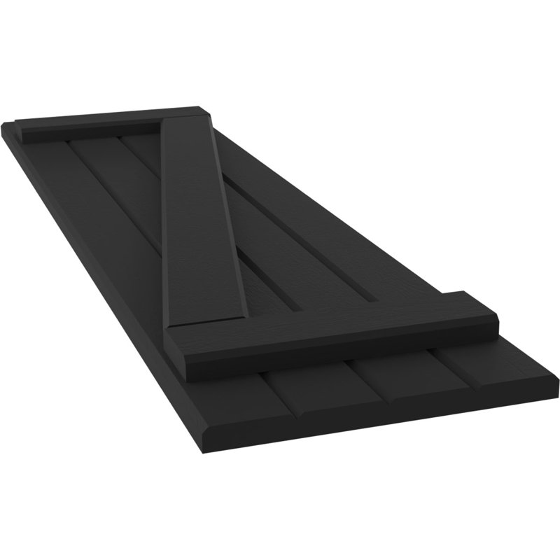 Volets américains avec 2 barres latérales (par paire) Americraft (2 lattes), Noir, 14", 42"