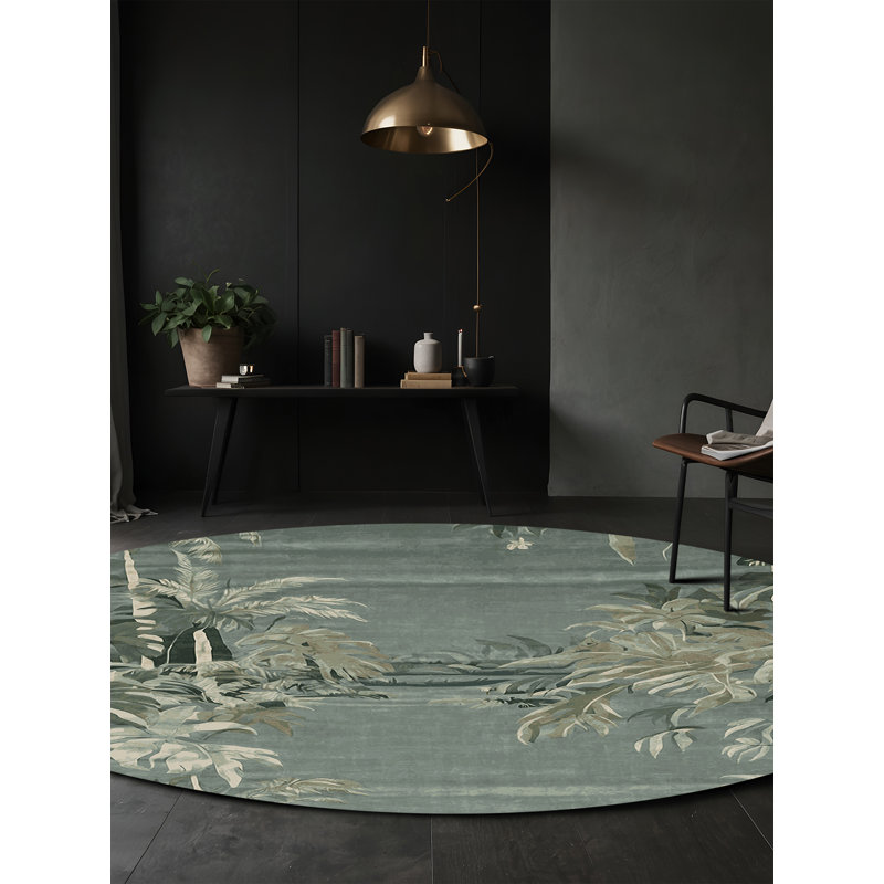 Tapis gris soyeux et moelleux, Rond 8 pi