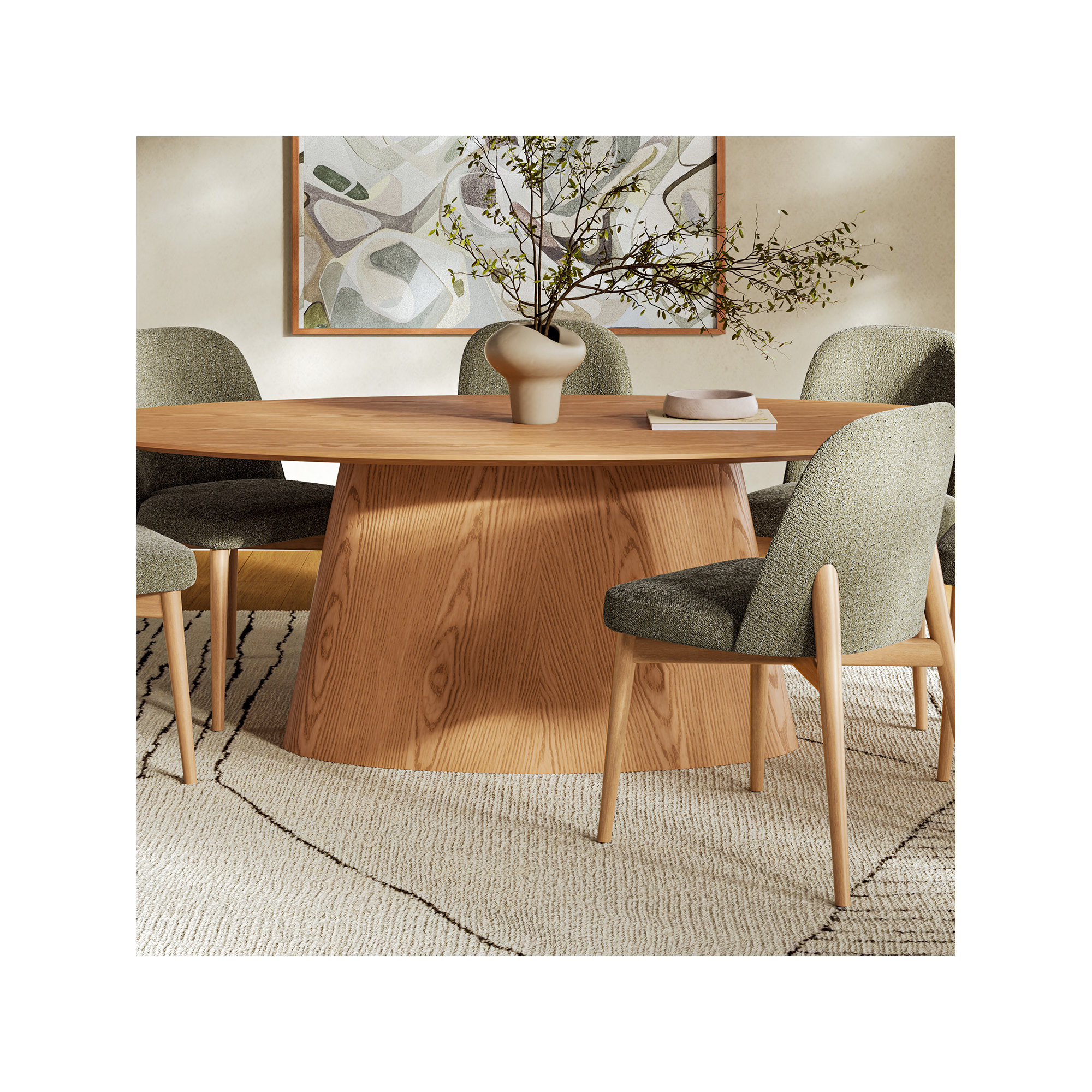 Nisrine 86" Oval Dining Table, Natural