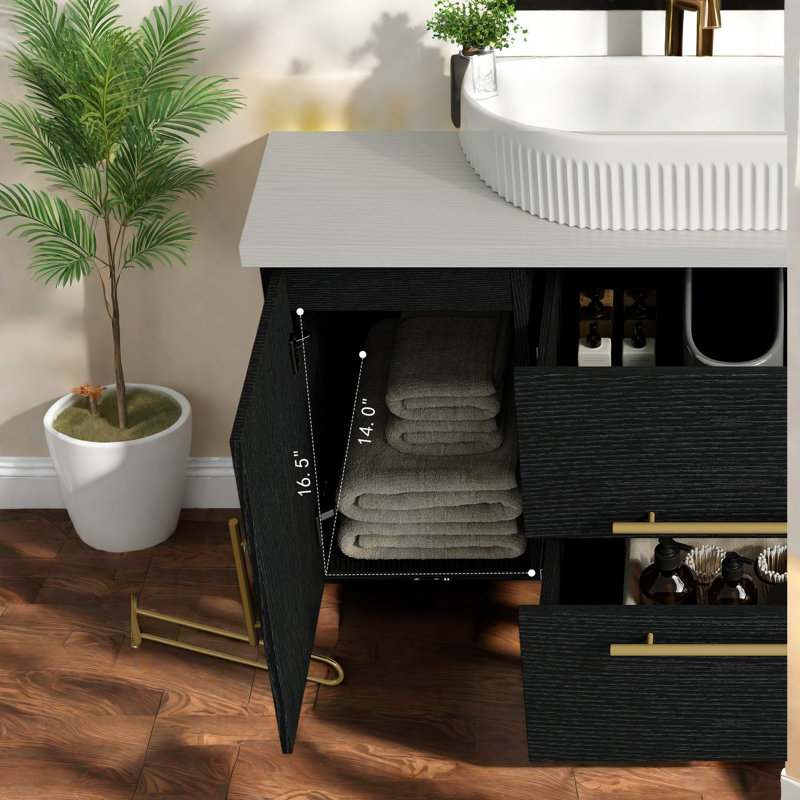 Meubles-lavabos modernes (doit inclure le meuble-lavabo et le lavabo), salle de bain compacte avec rangement en bois