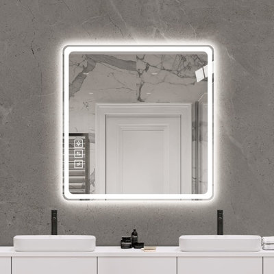 Miroir de salle de bain 36 po x 36 po -, brouillard, rouille, éclat 36 po x 36 po, comprenant
