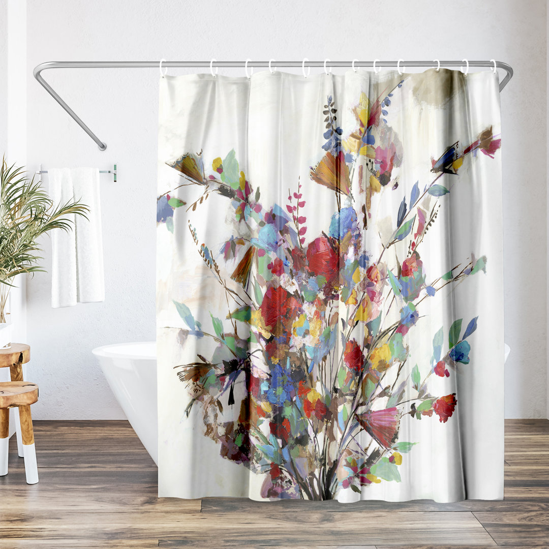 71" x 74" Shower Curtain, Spring Bouquet by PI Creative Art East Urban Home