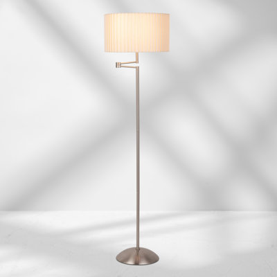 155cm Satin Silver Swing Arm Floor Lamp