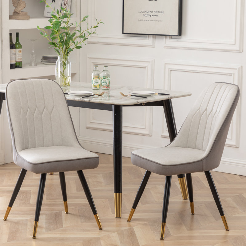 Saunderstown 18'' H Upholstered Side Chair, Beige/Gray