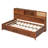 Twin Size Wooden Daybed With 3 Storage Drawers, Upper Soft Board, Shelf, And A Set Of Sockets And USB Ports, Walnut-1488512714