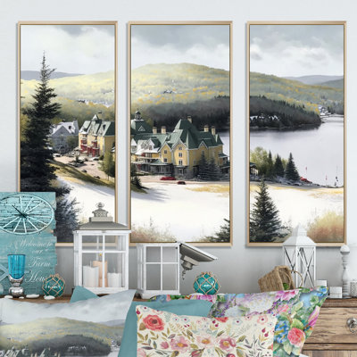 «Medfield», «Mont Season Winter Winter V», reproduction sur toile 3 pièces